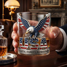Load image into Gallery viewer, USA Strong Eagle Round Glass - Personalized Gifts for Patriots
