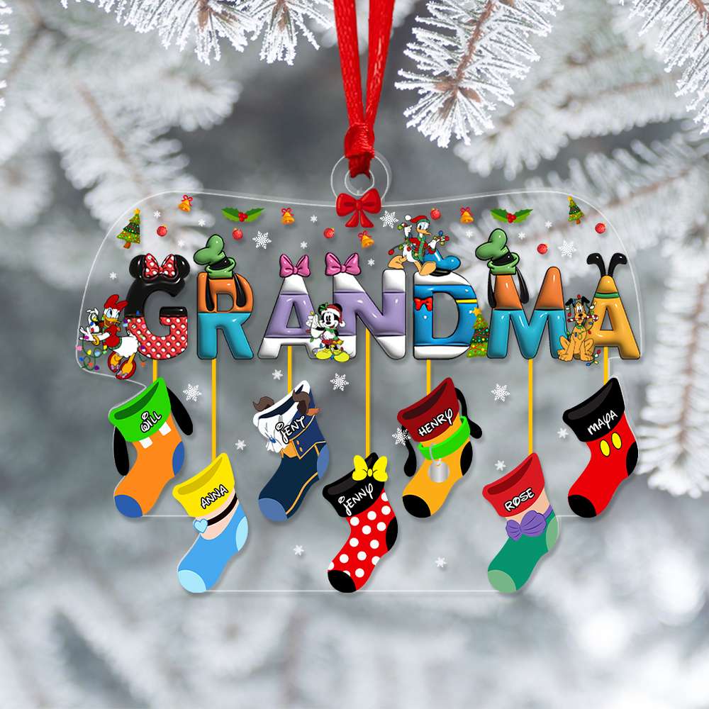 Custom Grandma Christmas Ornament with Personalized Stockings Ornament PopCulturePrints