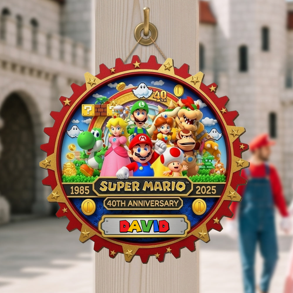 Adventure Awaits: Personalized Super Mario 40th Anniversary Wood Sign Wood Sign PopCulturePrints