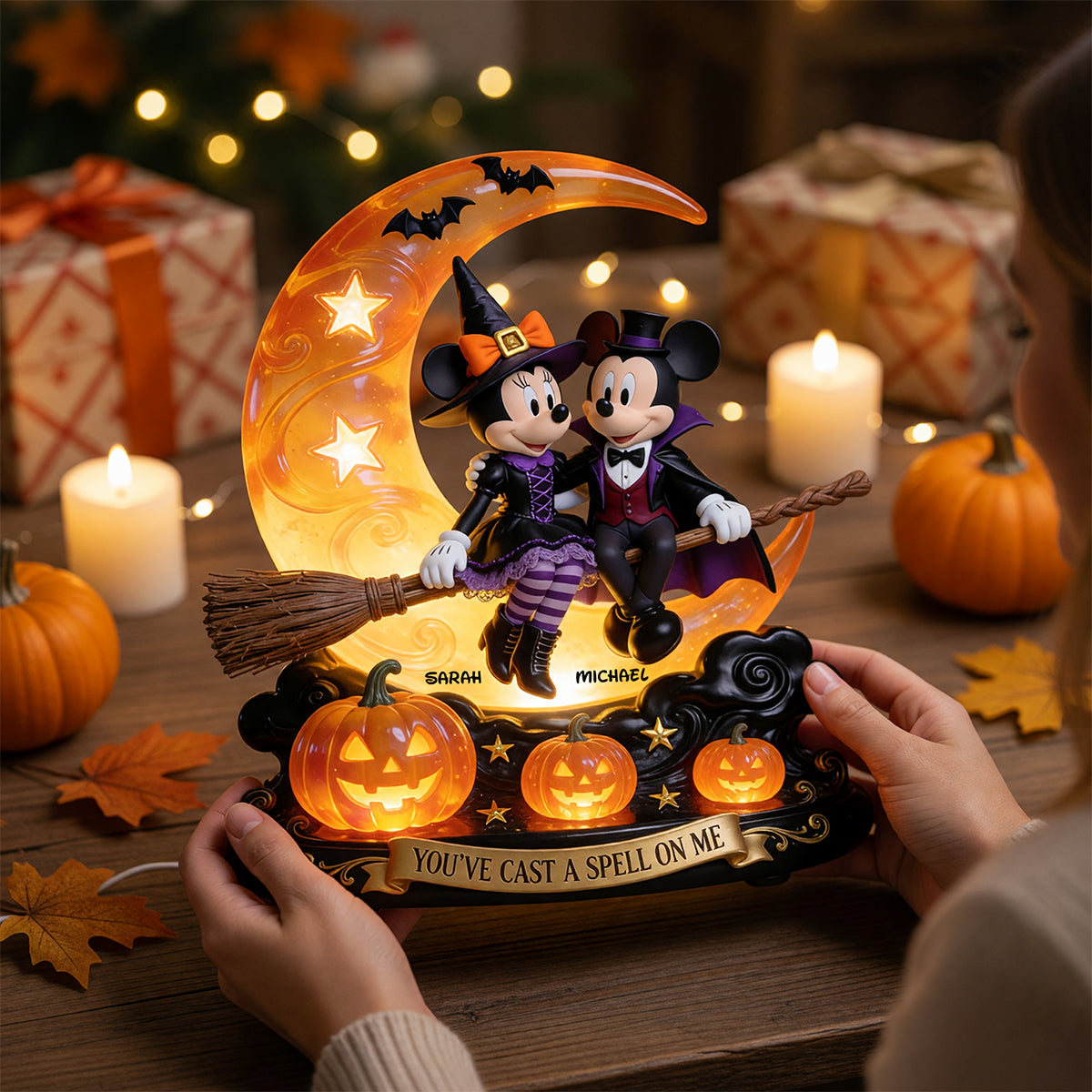 You've Cast a Spell On Me - Personalized Halloween Acrylic Light Box for Couples