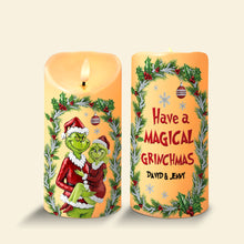 Load image into Gallery viewer, Have a Magical Grinchmas – Personalized LED Candle for Couples Led Candle PopCulturePrints
