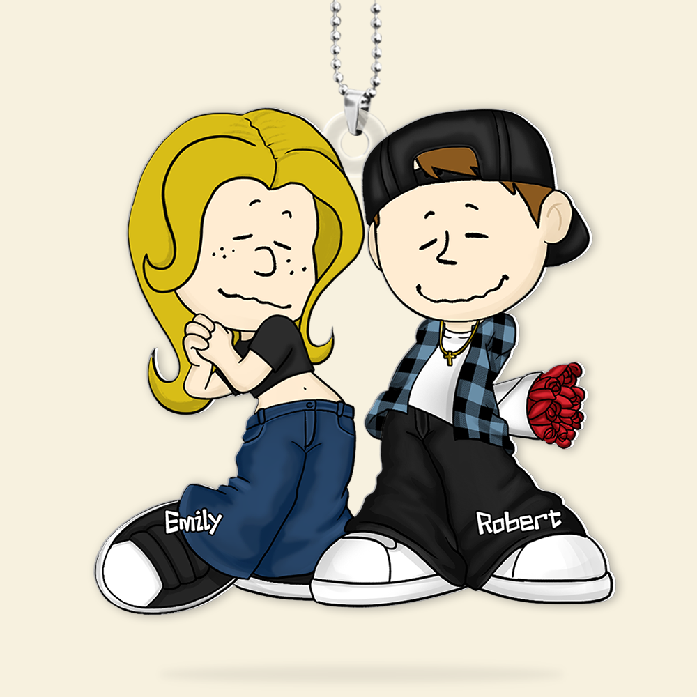 Personalized Cartoon Couple Car Ornament - Gangsta Love Ornament PopCulturePrints