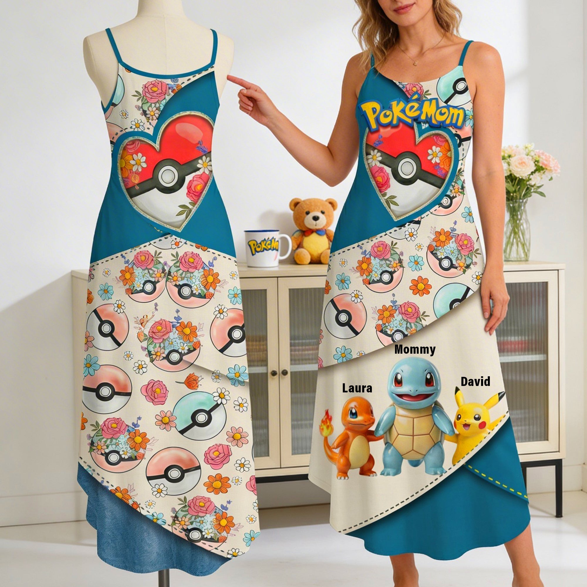 “For the Ultimate Pokémon Mom!” - Mom Of Pocket Creature Maxi Dress - Personalized Gifts For Mom Dress PopCulturePrints