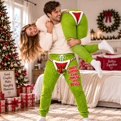 Bring Joy this Christmas: Funny Personalized Sweatpants for Couples Shorts and Pants PopCulturePrints