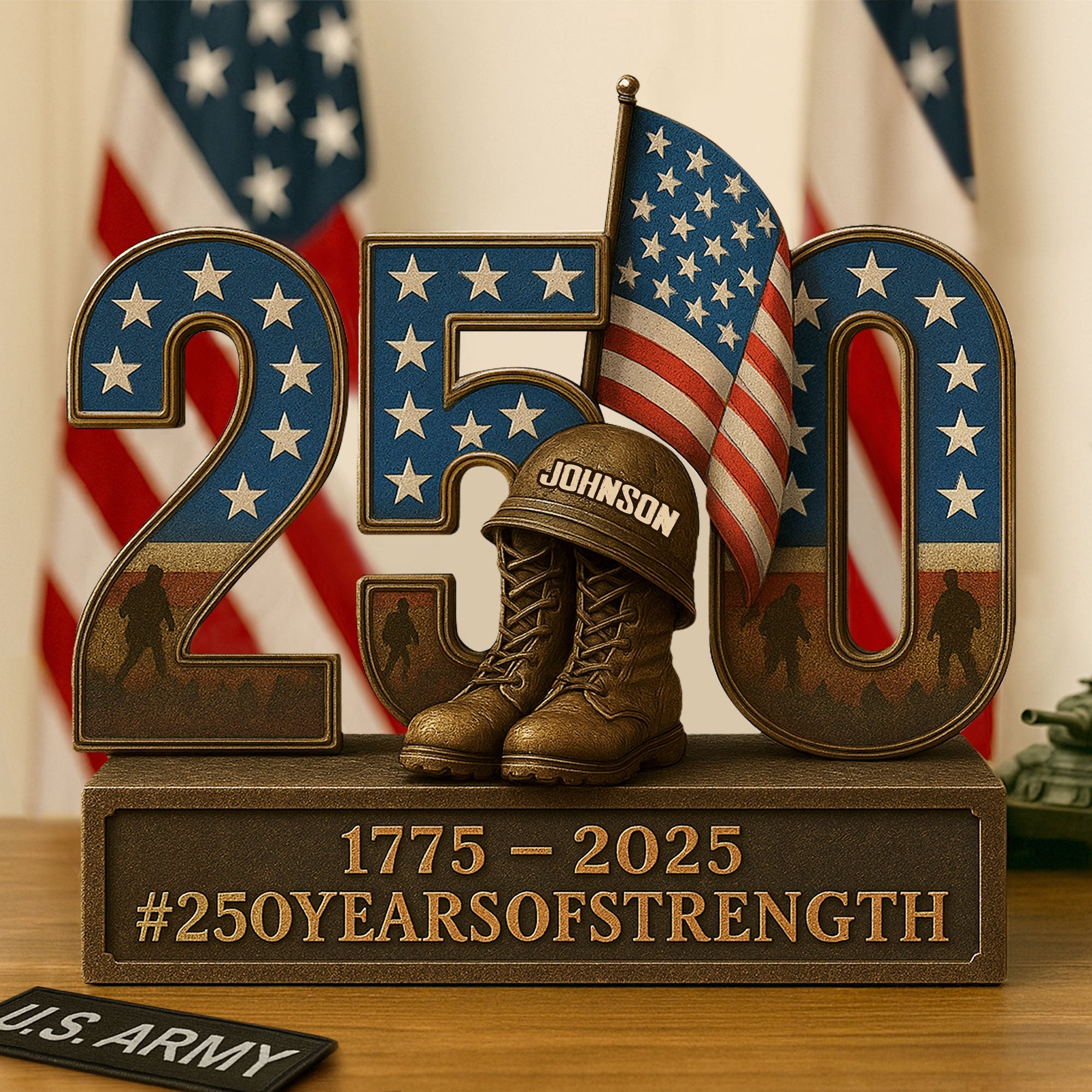 250 Years Of Strength - Personalized Veteran Plaque Shaped Plaques PopCulturePrints