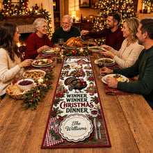Load image into Gallery viewer, “Winner Winner Christmas Dinner” - Personalized Quilted Table Runner - Unique Gift for Family, Friends, and Hosts
