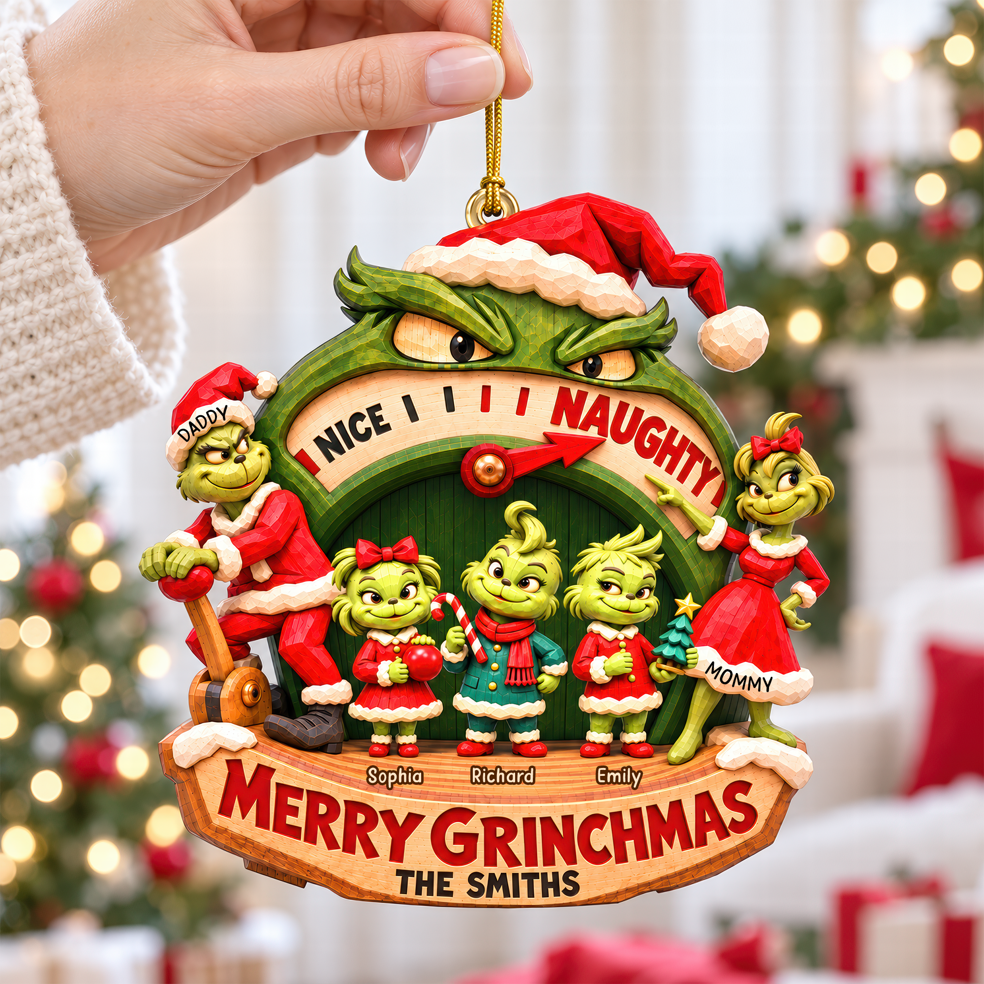 Naughty Family Christmas Ornament - Personalized Gifts For Family 05HAQN081026 Ornament PopCulturePrints