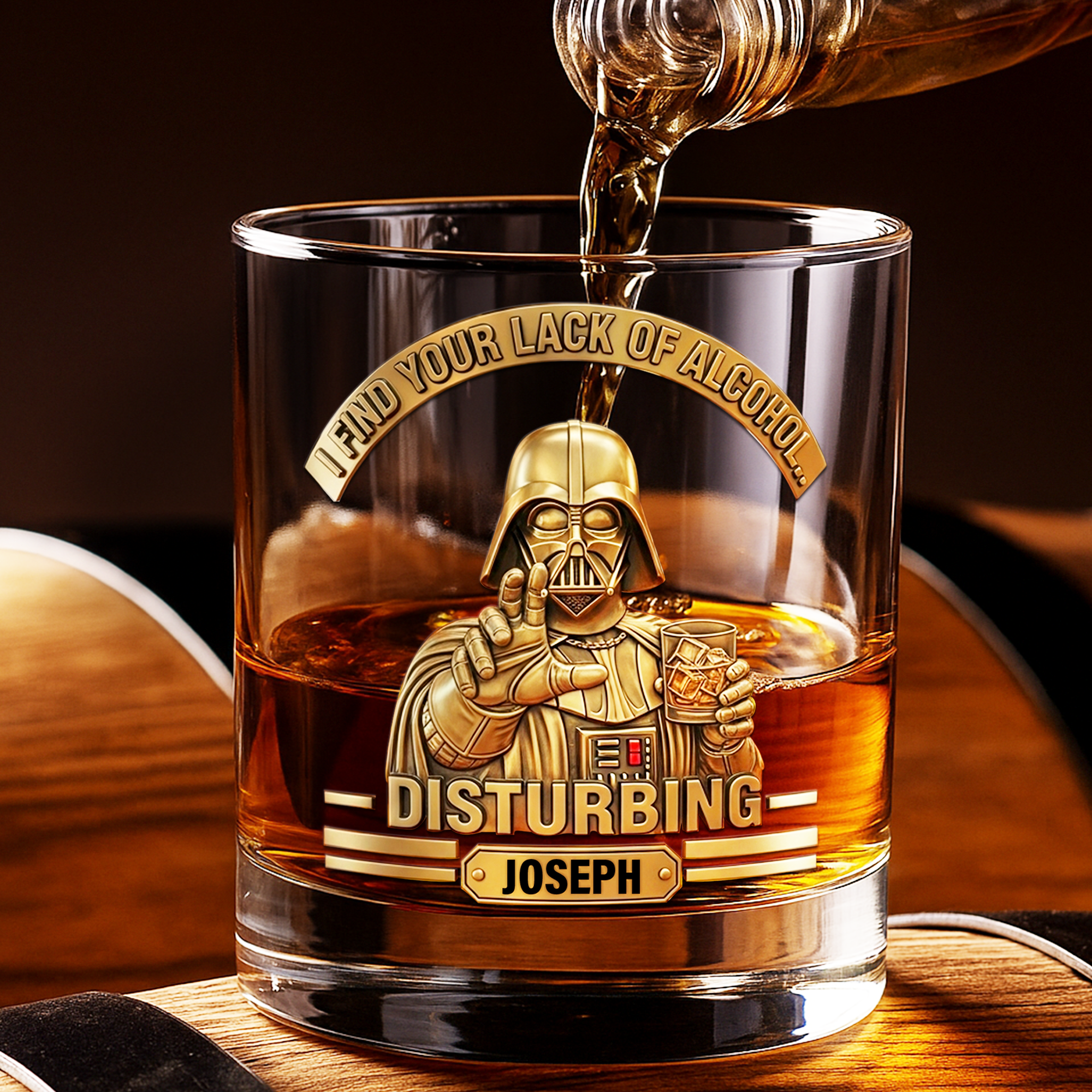 I Find Your Lack of Alcohol Disturbing - Cosmic Guardian Drinking Glass - Personalized Gift for Him Whiskey Glass PopCulturePrints