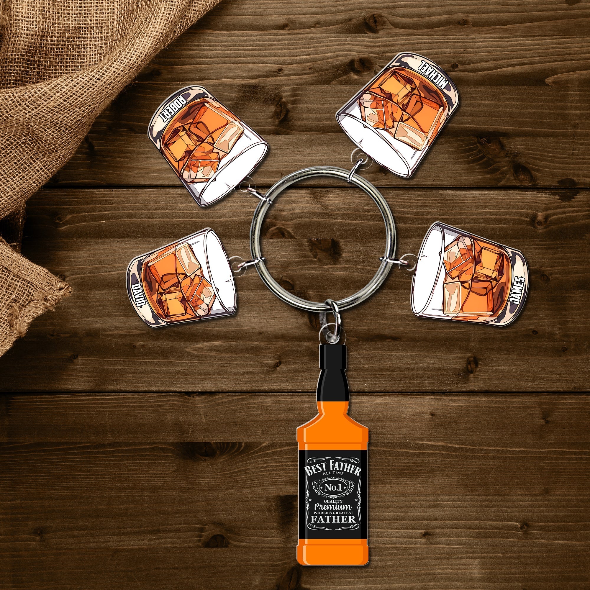 Custom Whiskey Charm Keychain for Dad Keychains PopCulturePrints