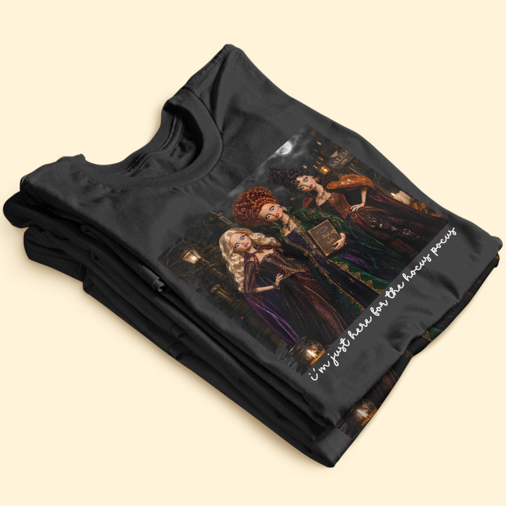 I'm Just Here for the Hocus Pocus - Witchy Halloween Washed Shirt - Personalized Gift for Fans of Spooky Culture
