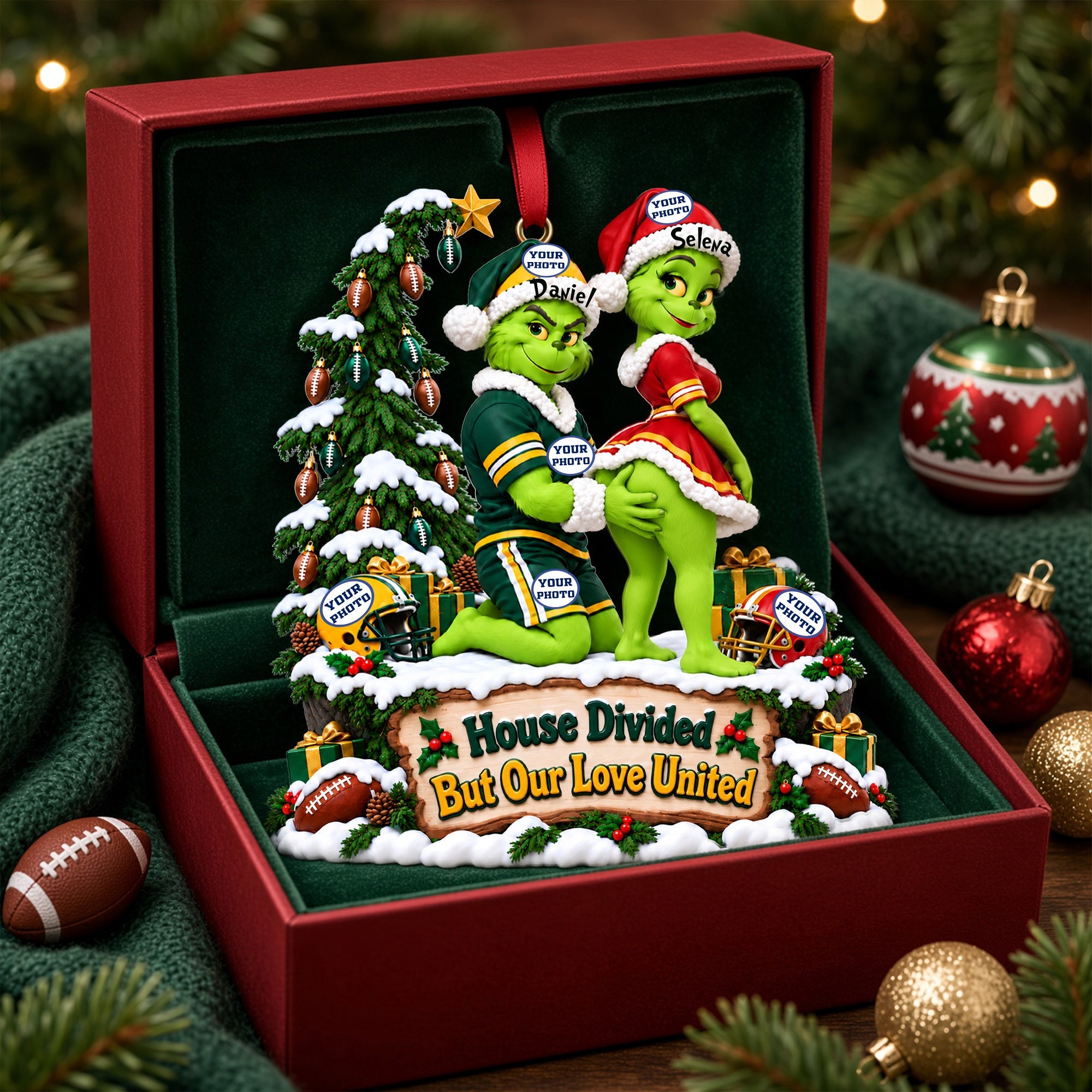 “House Divided But Our Love United” - Personalized Naughty Couple Christmas Ornament - Custom Gift for Sports Lovers Ornament PopCulturePrints