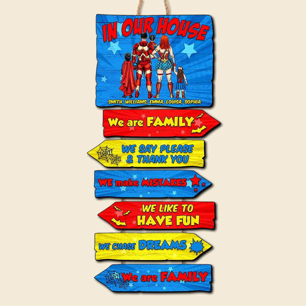 Personalized Superhero Family Wooden Signs - Custom Wall Decor Wood Sign PopCulturePrints