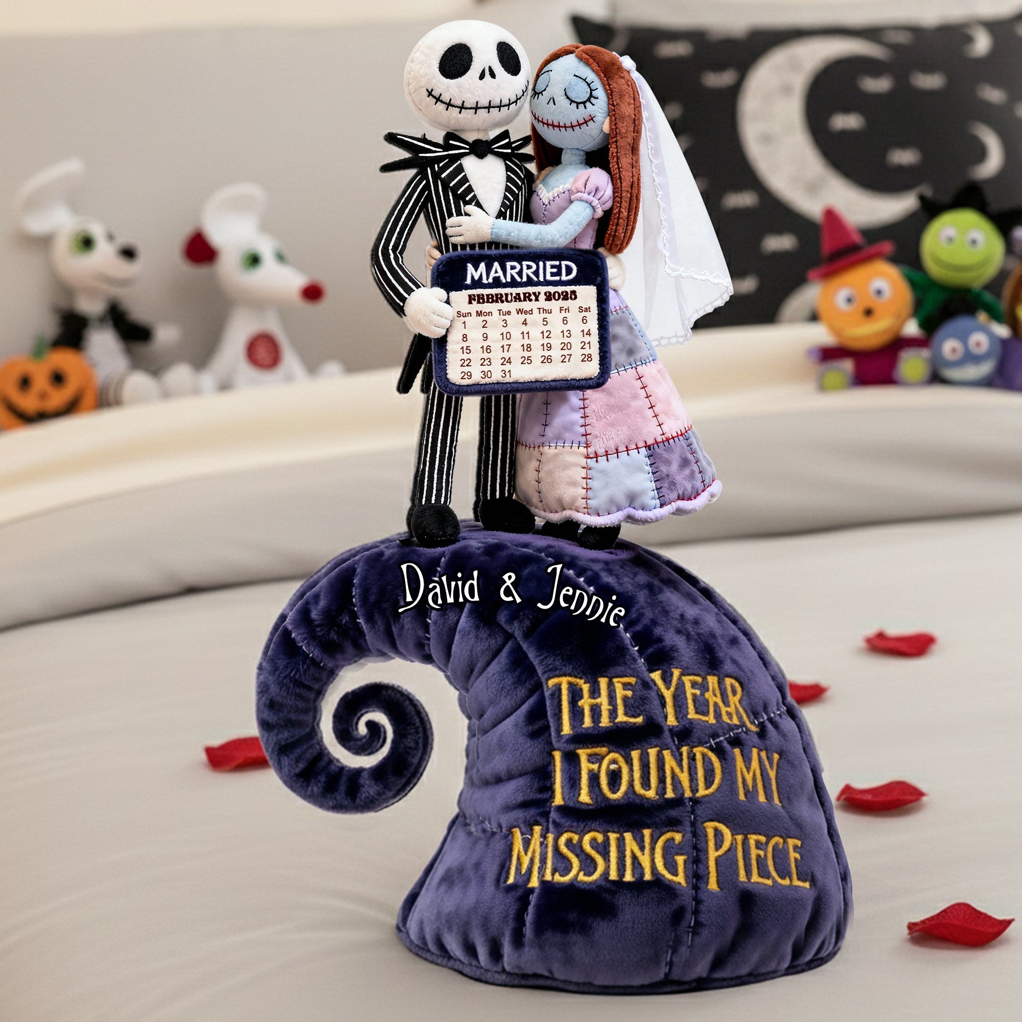 “Together Forever, In Every Way” - Personalized Spooky Married Couple Pillow - Unique Gift for Couples, Newlyweds, and Halloween Enthusiasts Pillow PopCulturePrints