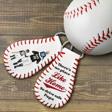 Load image into Gallery viewer, Drive Safe Daddy - Personalized Leather Baseball Keychain Leather Baseball Keychain PopCulturePrints
