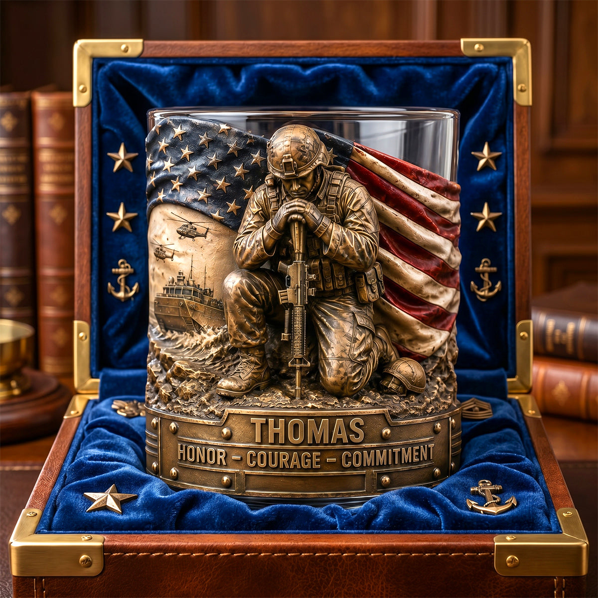 Freedom & Honor Round Glass Personalized Gifts For Veteran 03TODH270526 Glass PopCulturePrints