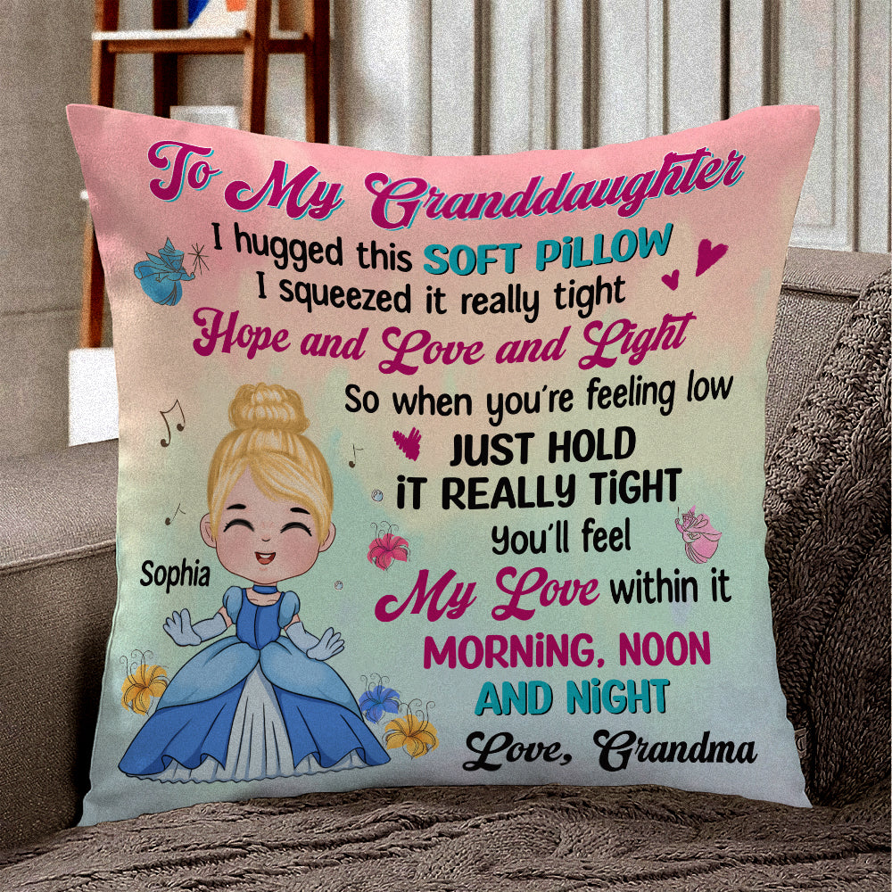 Personalized Princess Pillow for Granddaughter - Heartfelt Hug from Grandma Pillow PopCulturePrints