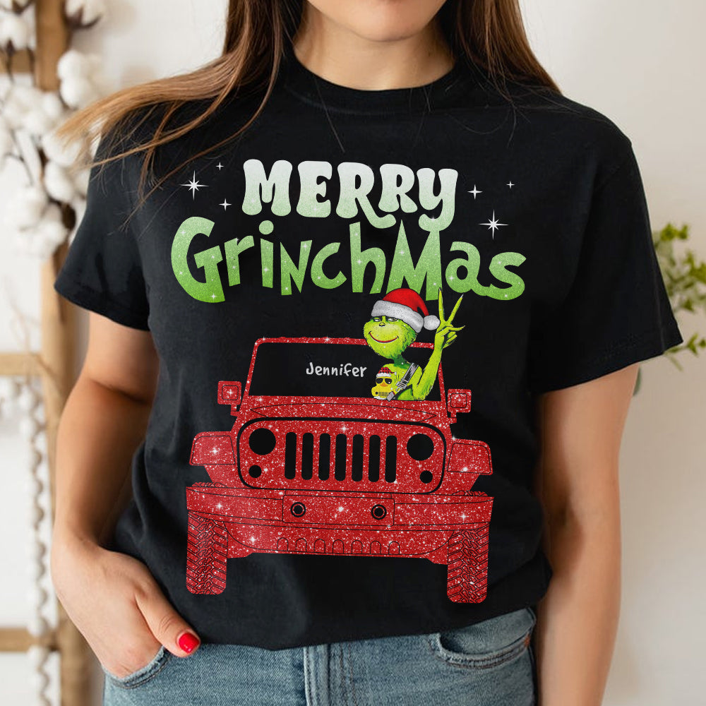 Personalized Merry GrinchMas Glitter Shirt for Off-road Lovers