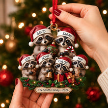 Load image into Gallery viewer, Lovely Raccoon Family Acrylic Ornament - Personalized Christmas Gifts For Family 03tydh140826 Ornament PopCulturePrints
