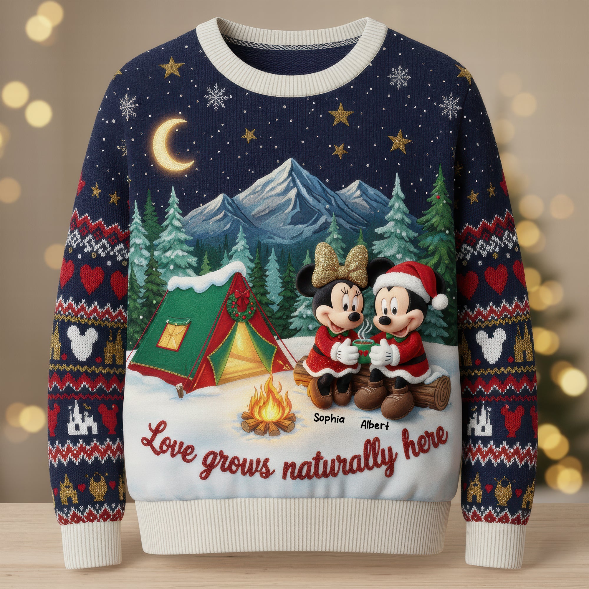 Love Grows Naturally Here – Camping Couple Ugly Sweater | Personalized Gifts For Couples AOP Products PopCulturePrints
