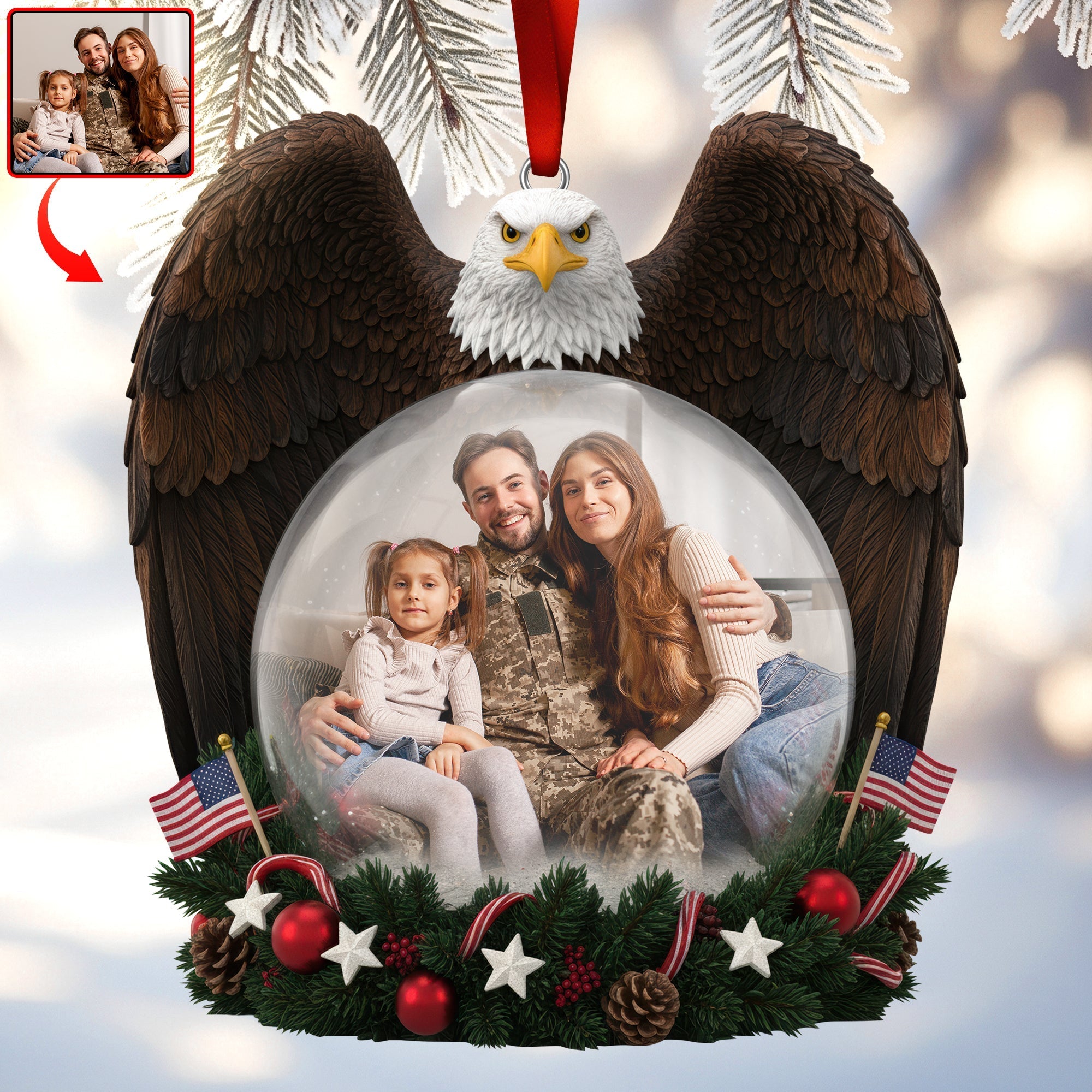 Cherish Your Heroes – Military Appreciation Acrylic Ornament - Personalized Gift for Family & Friends Ornament PopCulturePrints