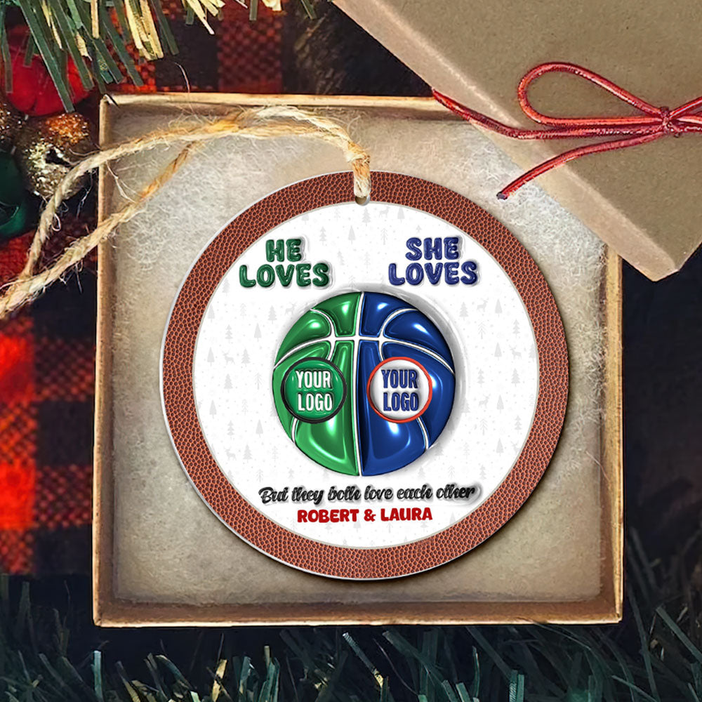 Personalized Basketball Ornament for Couples - Valentine's Day Gifts - Holiday Gift Ornament PopCulturePrints