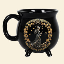 Load image into Gallery viewer, “Be the Witch You Were Born to Be” – Wild &amp; Free Halloween Cauldron Mug - Personalized Gift for Fantasy Lovers Cauldron Mug PopCulturePrints
