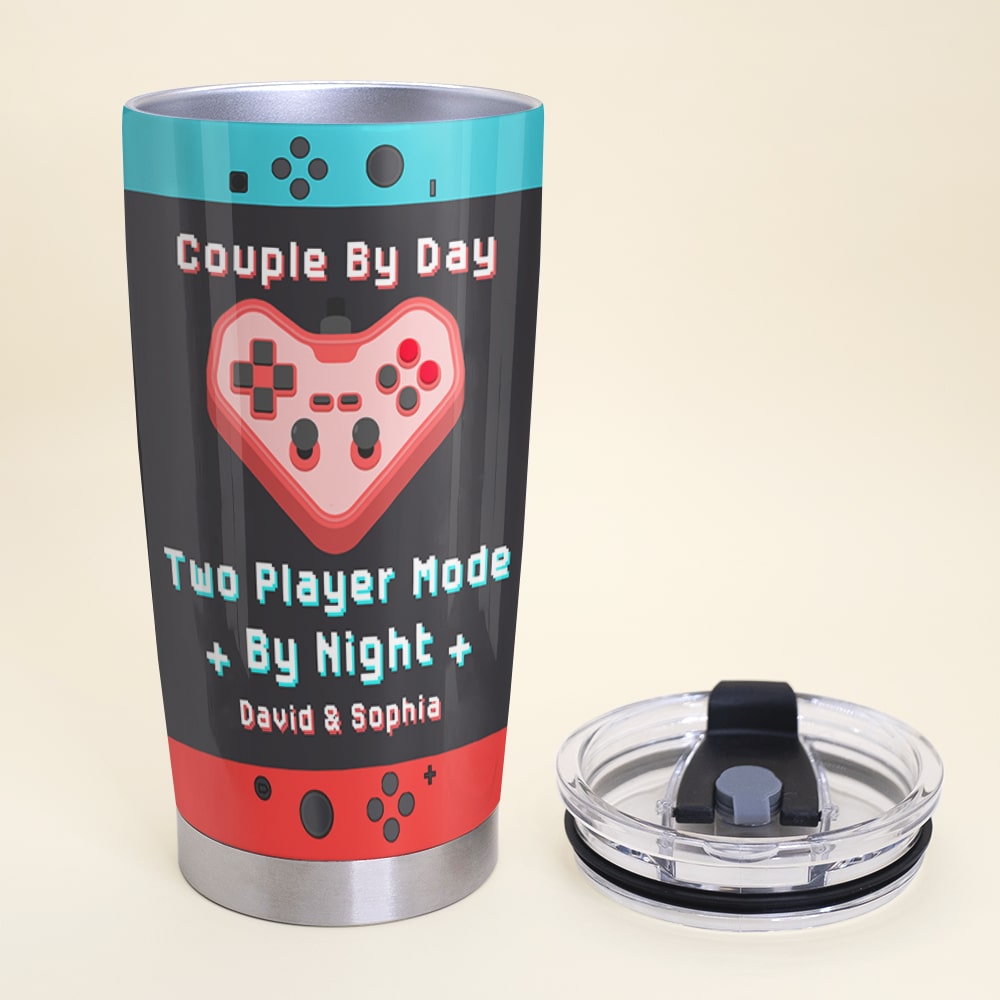Couple By Day, Two Player Mode By Night - Personalized Gamer Tumbler Tumbler Cup PopCulturePrints