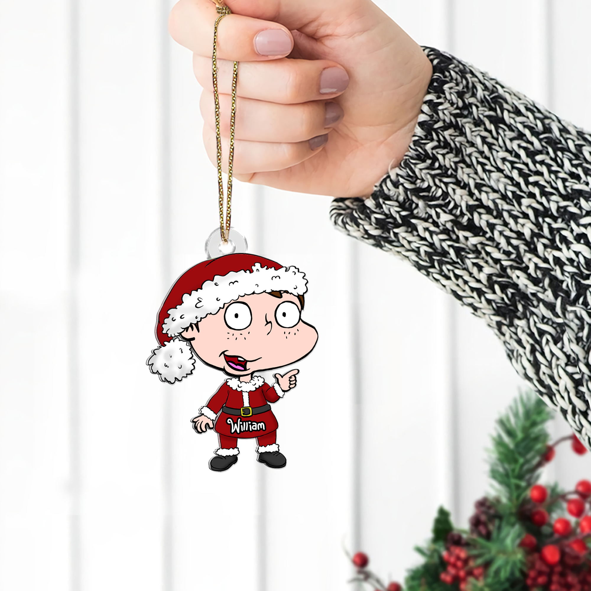 Personalized Kids Cartoon Christmas Ornament - Custom Name Gift Ornament PopCulturePrints