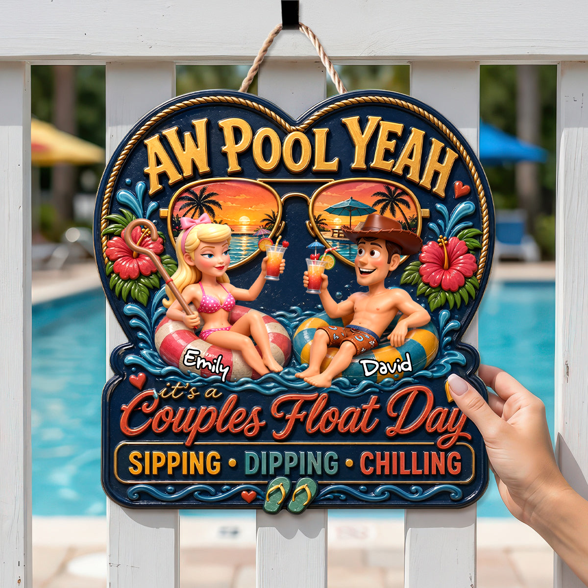 AW POOL YEAH! It's a Couples Float Day - Personalized Metal Sign for Couples
