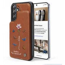 Load image into Gallery viewer, “Flowers and Family, Forever Loved” - Personalized Leather Flip Wallet Phone Case - Gift for Grandma, Mom &amp; Loved Ones Leather Flip Wallet Phone Case PopCulturePrints
