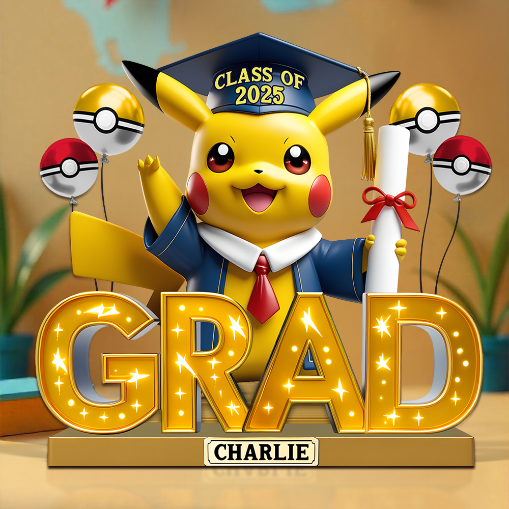 Celebrate Your Achievement, Pikachu Graduation Plaque - Personalized Gifts For Graduates Shaped Plaques PopCulturePrints