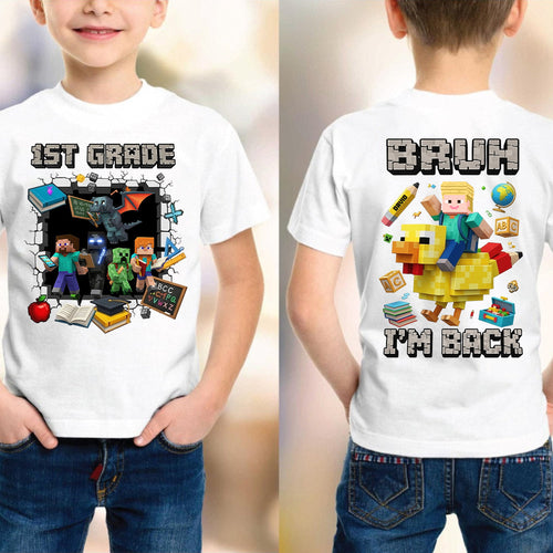 “Adventure Awaits!” - Personalized Pixel Adventure Kids Shirt - Perfect Gift for Young Gamers and Students Shirts PopCulturePrints