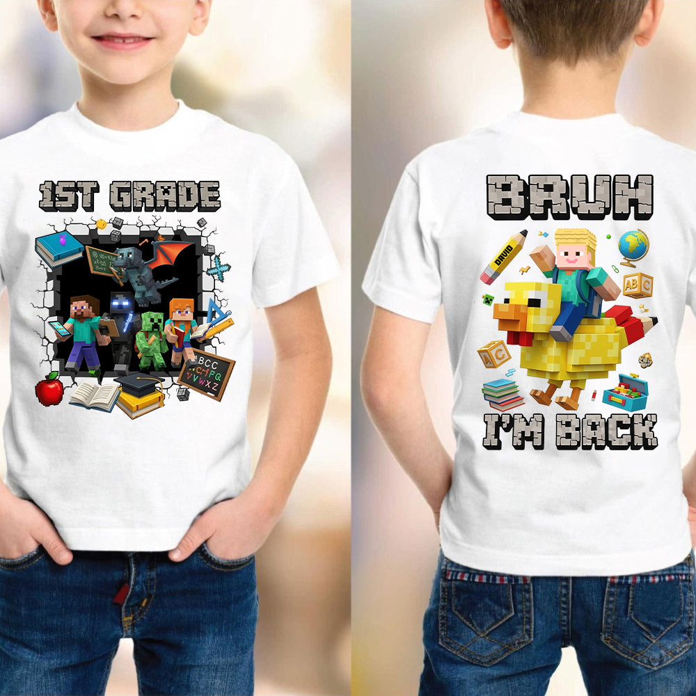 “Adventure Awaits!” - Personalized Pixel Adventure Kids Shirt - Perfect Gift for Young Gamers and Students Shirts PopCulturePrints