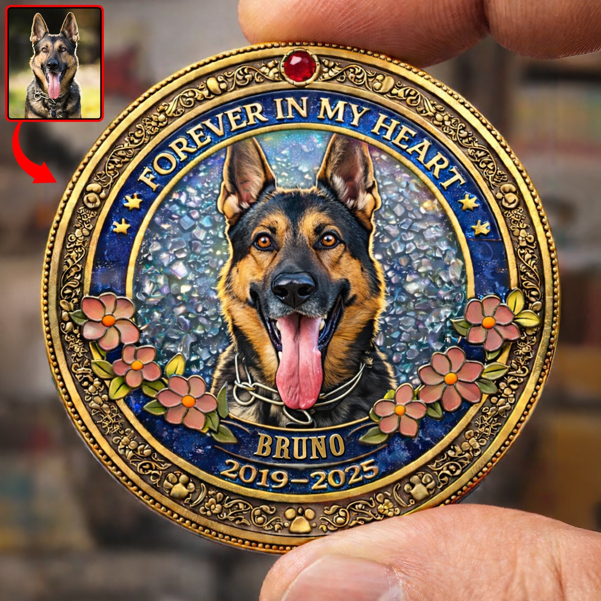 Forever In My Heart - Personalized Pet Memorial Gift for Animal Lovers Coin PopCulturePrints