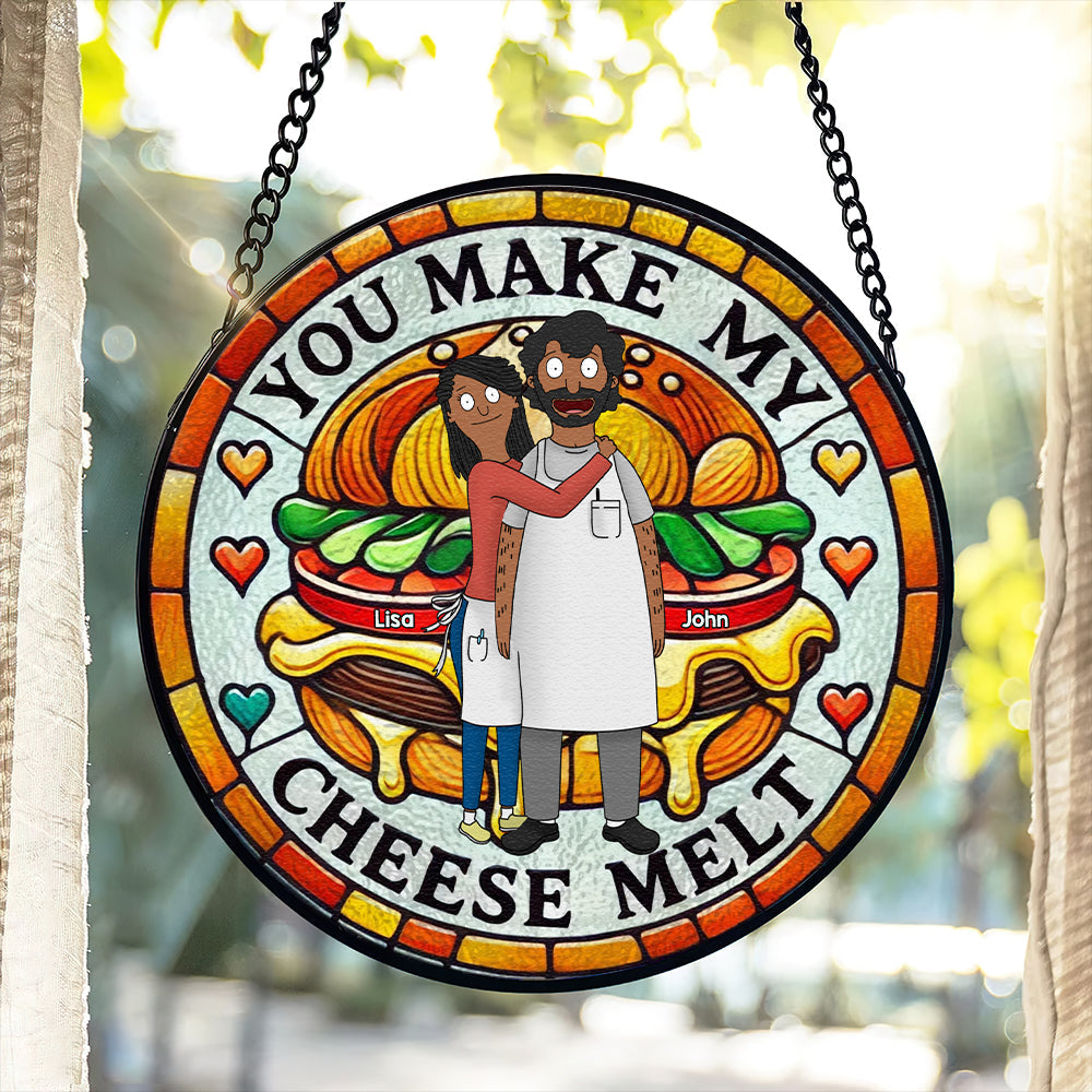 Personalized Stained Glass Suncatcher for Couples - Unique Valentine's Day Gifts Ornament PopCulturePrints