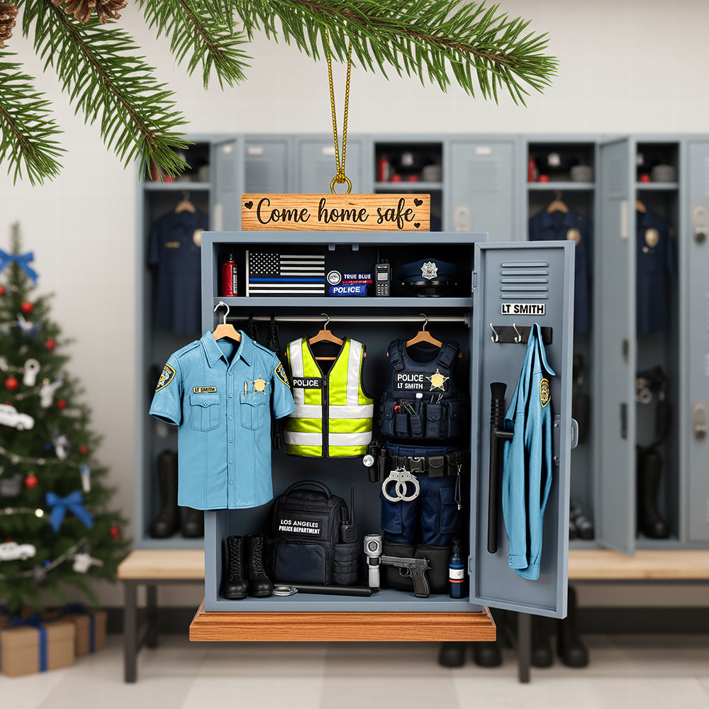 “Come Home Safe” - Personalized Police Locker Acrylic Ornament - Custom Gift for Officers Ornament PopCulturePrints
