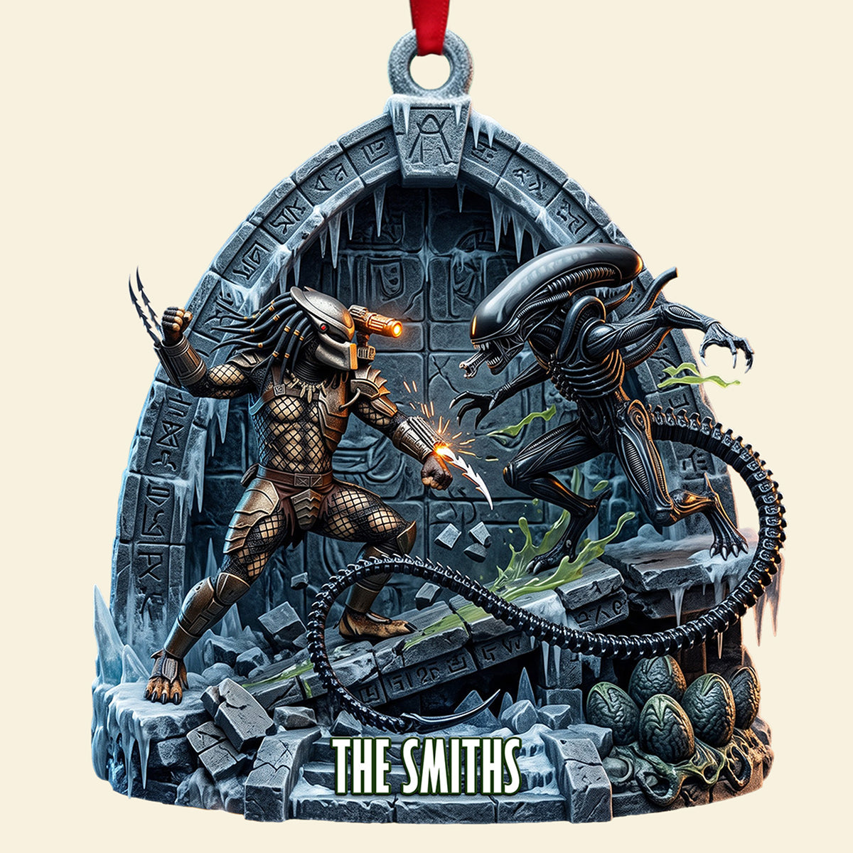 “Unleash the Galaxy's Heroes” - Alien Fighter Ornament - Personalized Gift for Alien Lovers
