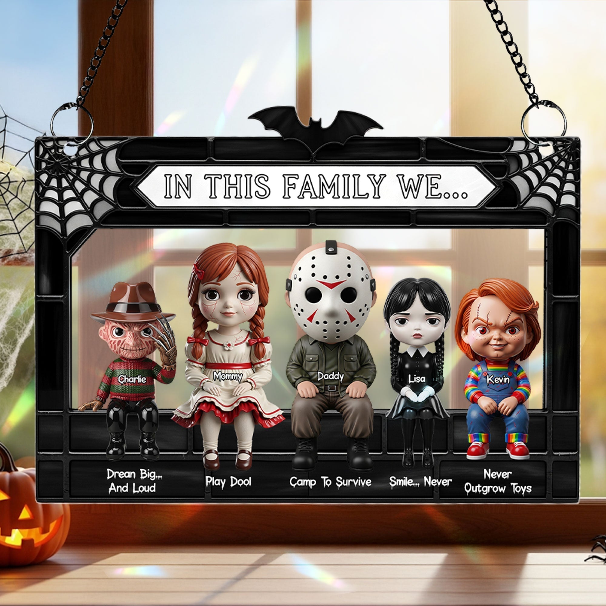 In This Family We... - Horror Family Suncatcher | Personalized Gift for Horror Lovers Ornament PopCulturePrints