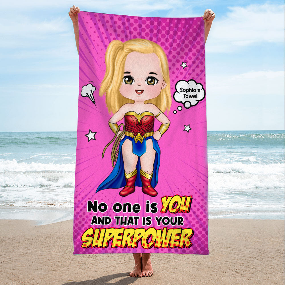 Personalized Superhero Kid Beach Towel - Your Unique Power Beach Towel PopCulturePrints