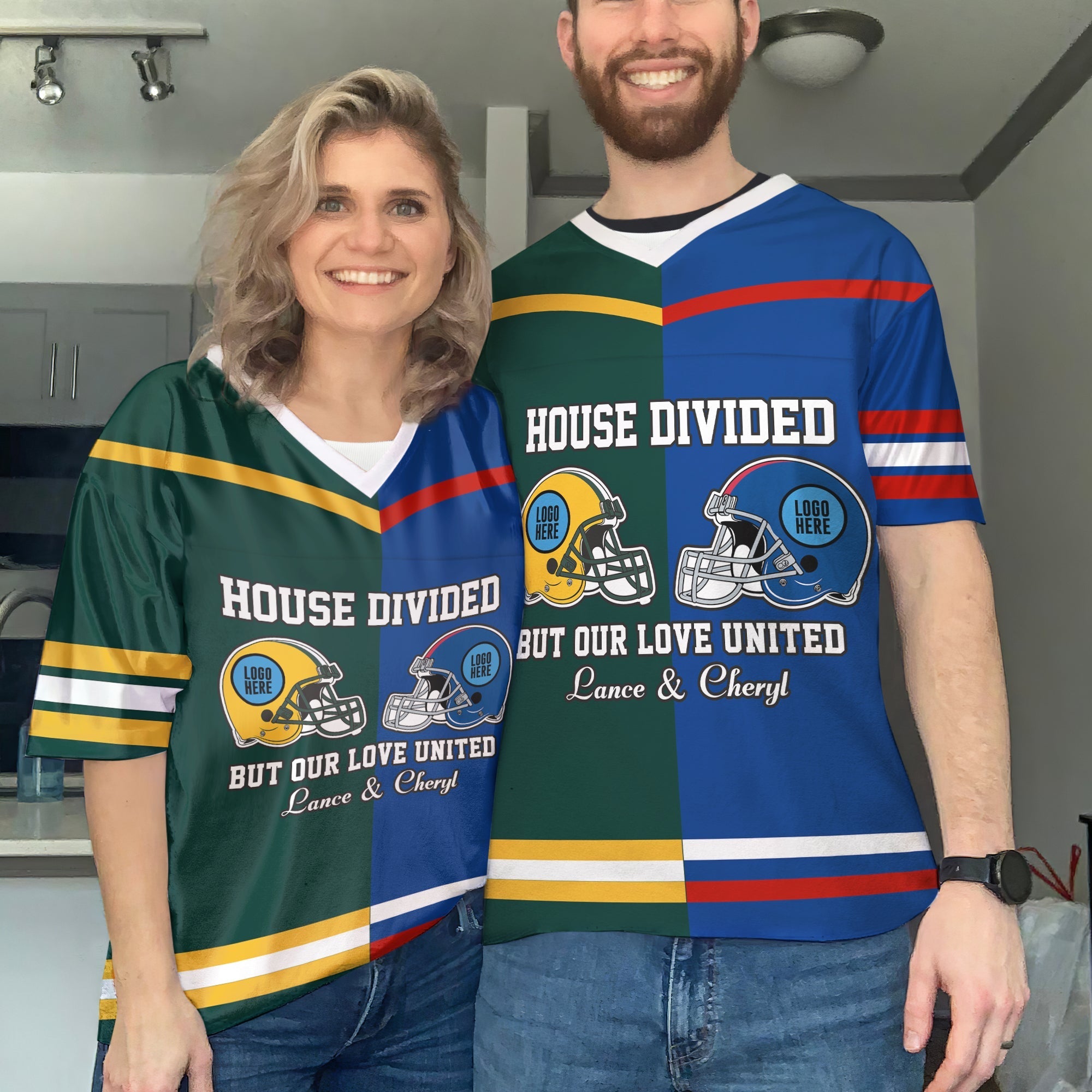 Personalized Football Couple Jersey - Valentine's Day Gifts, House Divided, Love United AOP Products PopCulturePrints