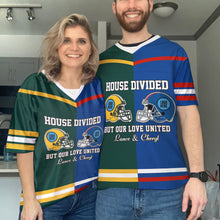 Load image into Gallery viewer, Personalized Football Couple Jersey - Valentine&#39;s Day Gifts, House Divided, Love United AOP Products PopCulturePrints

