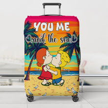 Load image into Gallery viewer, Customized Couple Luggage Cover - &#39;You Me and the Sea&#39; Luggage Covers PopCulturePrints
