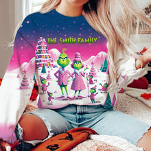 Load image into Gallery viewer, Custom Family Christmas Sweatshirt - Whimsical Grinch Theme AOP Products PopCulturePrints
