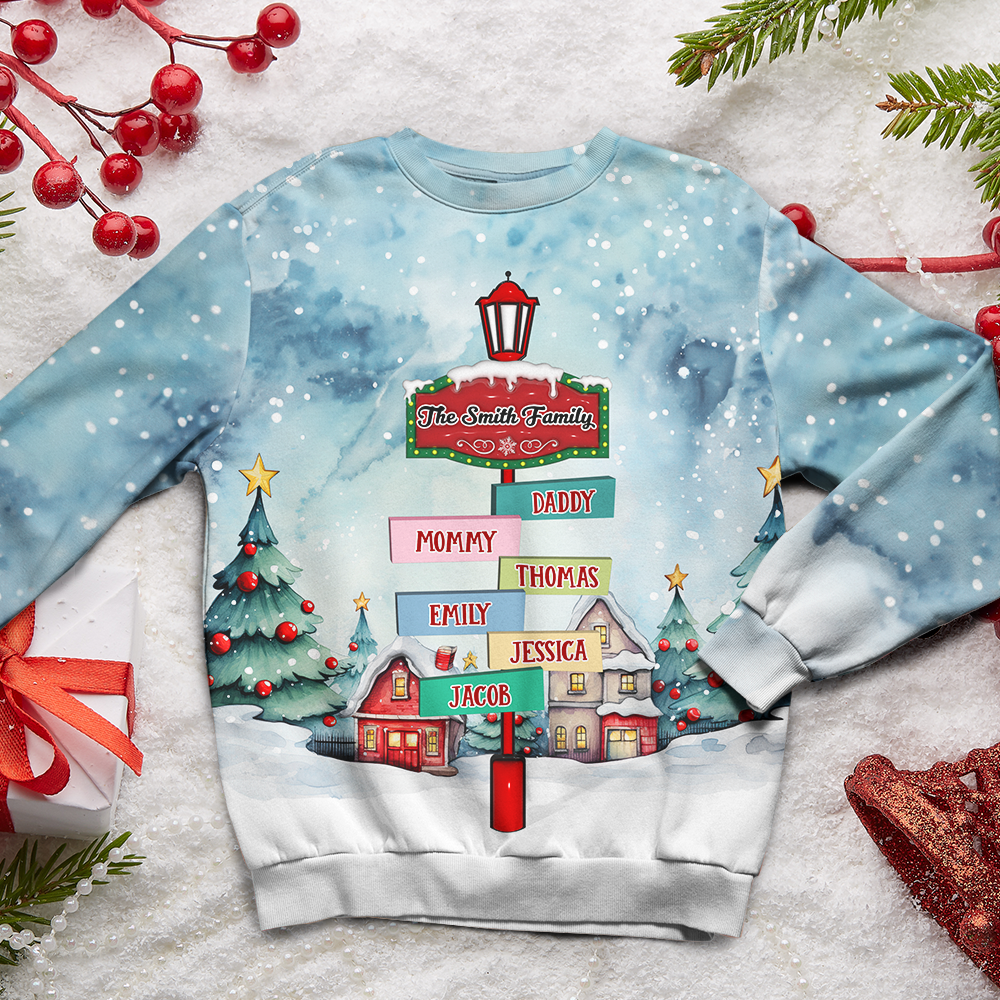 Custom Family Name 3D Sweatshirt - Holiday Edition