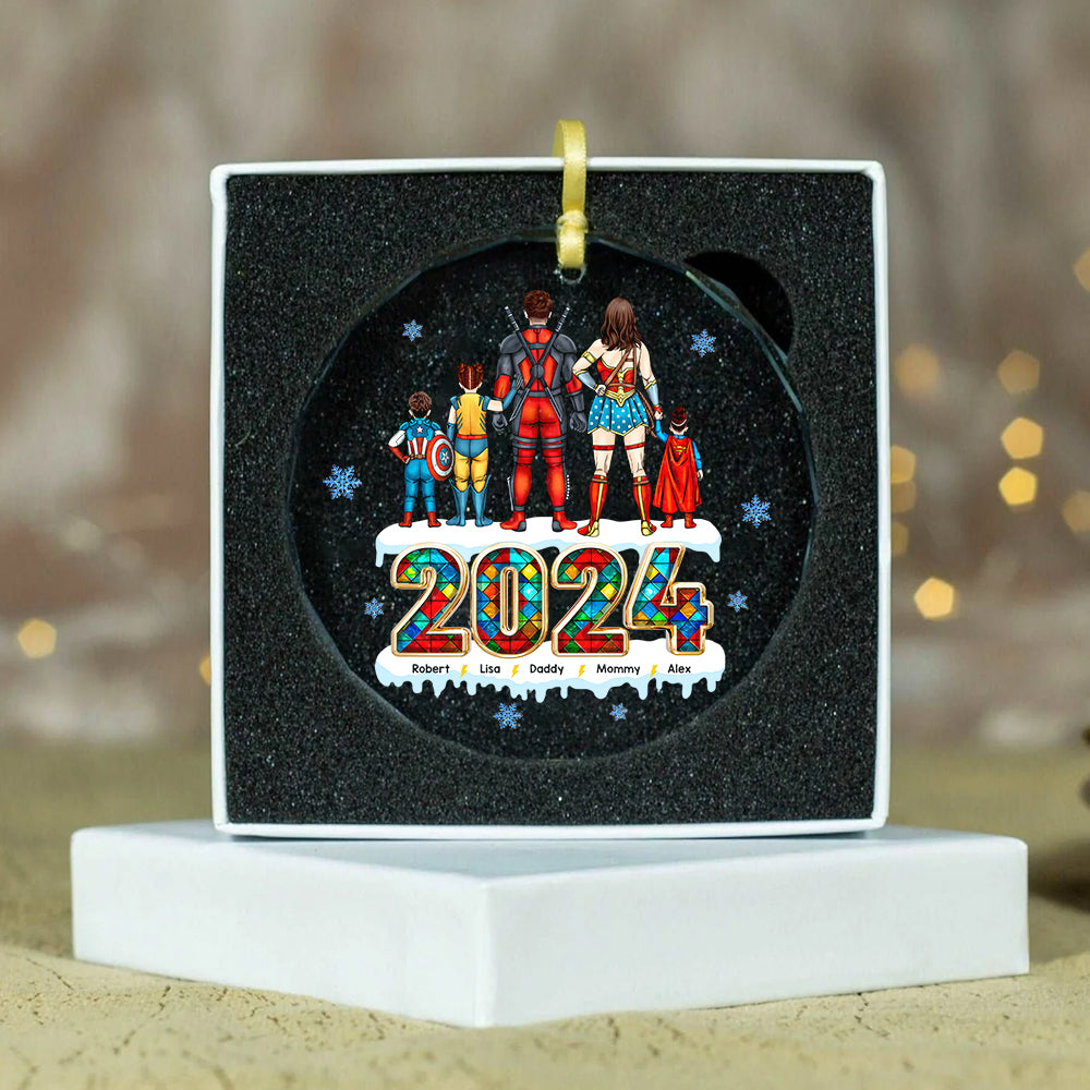 Personalized Superhero Family Christmas Ornament - 2024 Edition