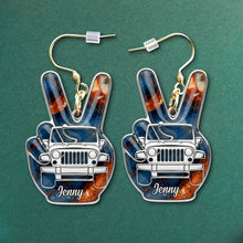 Load image into Gallery viewer, Peace and Adventure: Off-road Hand Sign Earrings - Personalized Gifts for Off-Road Girls Earrings PopCulturePrints
