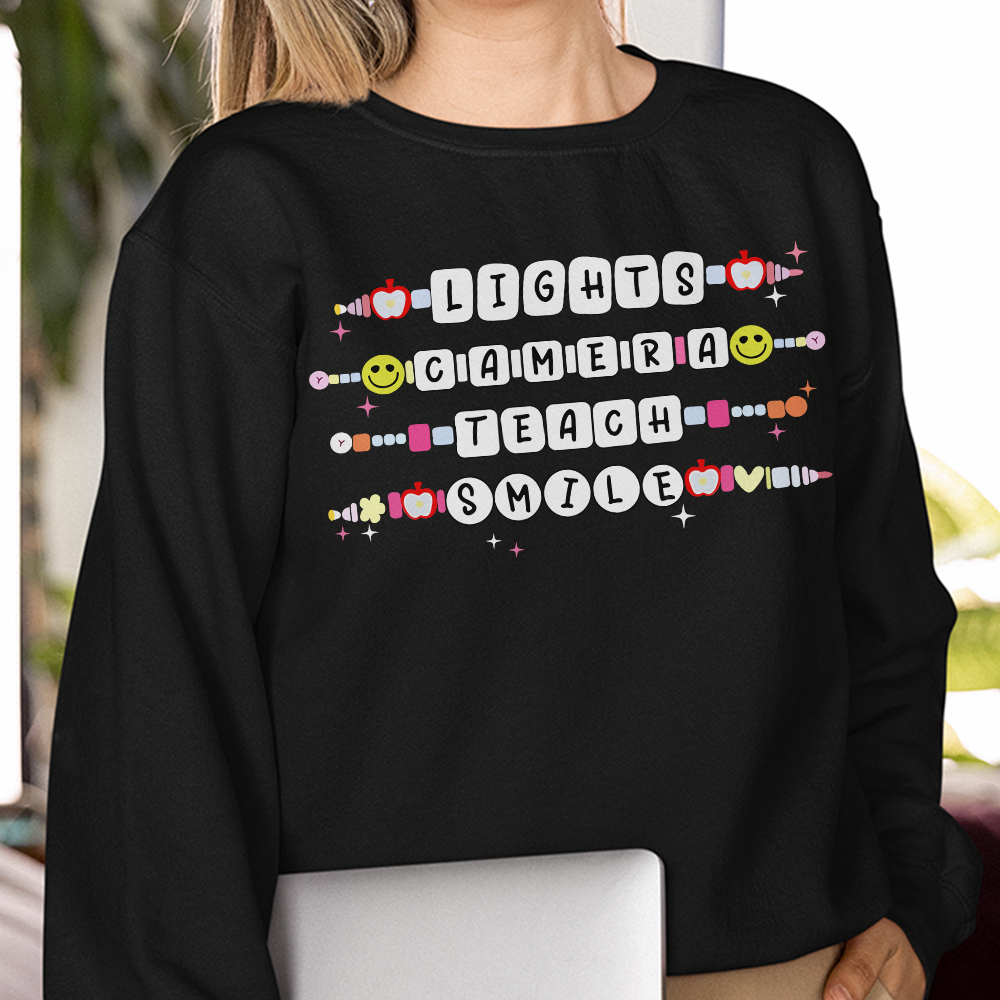 Lights Camera Teach Smile Hoodie - Perfect Gift for Teachers!