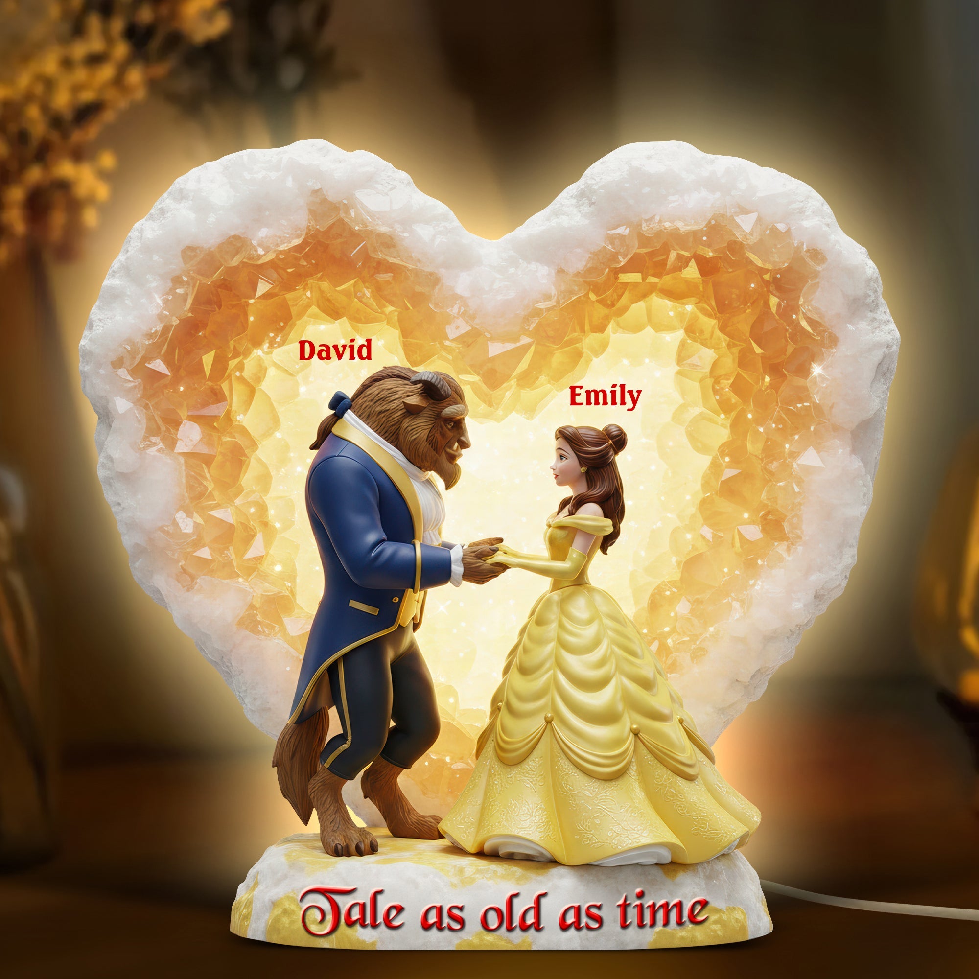 “A Tale as Old as Time” - Romantic Couple Acrylic Light Box - Personalized Gift for Couples Light Box PopCulturePrints
