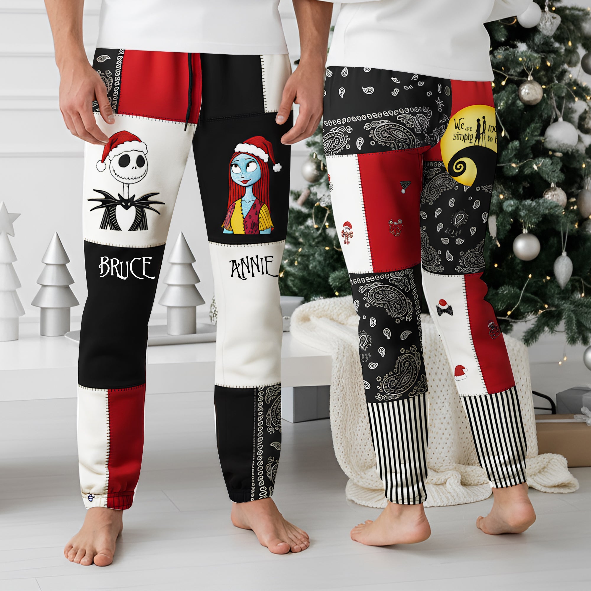 Personalized Couples Christmas Sweatpants - A Joyful Gift for Every Couple! Shorts and Pants PopCulturePrints
