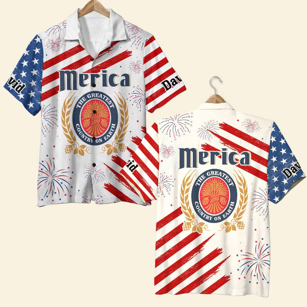 Personalized Patriotic Hawaiian Shirt for Dad Hawaiian Shirts PopCulturePrints